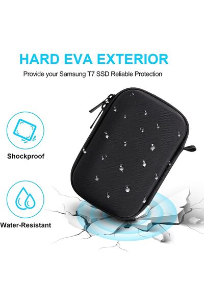 Lacdo Hard Carry Case for Samsung T7 / T7 Touch Portable SSD - EVA Shockproof Travel Case, Black