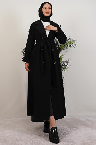 GİYZAMİLA Жасмин Тренч Кот Черно