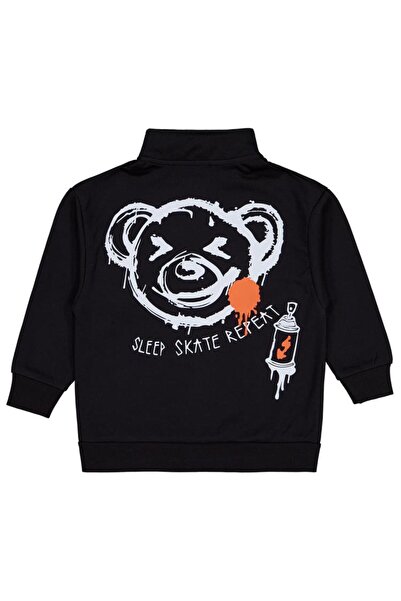 Civil Boys Bear Printed 2-5 Years Old Cardigan - Black 3-4 Years Old