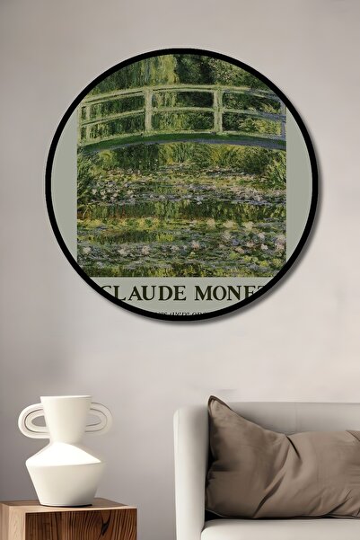 Teona Ahşap Tablou decorativ cu aspect de ramă rotundă din lemn Claude Monet ...