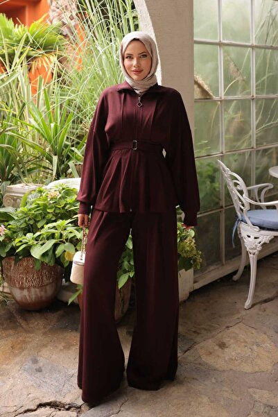 Asya Karen Polo Pants Suit with Tie