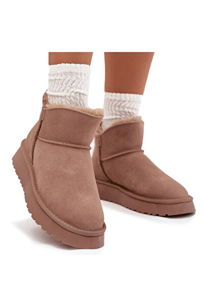 Vinceza Cizme de iarnă din suede pentru femei pe platforma 97962 bej 37