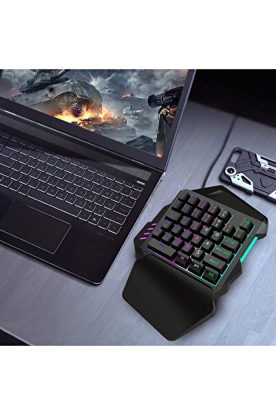 GOWENIC Single-Handed Gaming Keyboard USB 2.0, 35 Keys, FN Multimedia, Breathing Lights