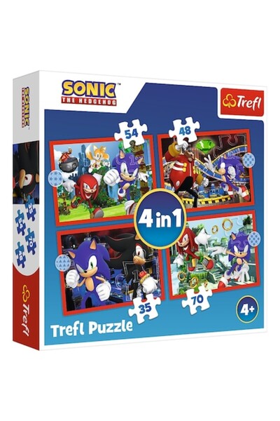 Trefl Puzzle 4 in 1- Sonic, The Adventures of Sonic