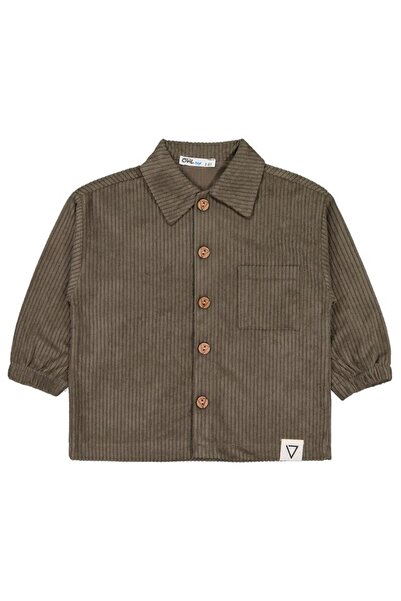 Civil Boys 2-5 Years Old Shirt with Elasticated Sleeves - Khaki 2-3 Years Old