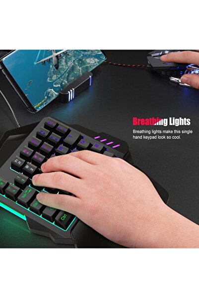 GOWENIC لوحة مفاتيح ألعاب بيد واحدة، USB 2.0، 35 مفتاحًا، وسائط متعددة FN، أضواء تنفس