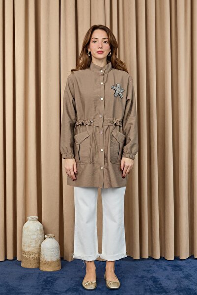 Puane Women's Tunic with Waist Tunnel and Accessories - 10741Tun - Mink