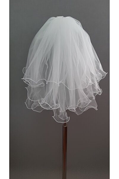 Suzanna Moda Kırık Beyaz_Hayal Tül Duvak_70x60x50_cm_Boy_Taraklı_3_Kat Şeritli, Bukleli,Duble Dalgalı ve Kabarık