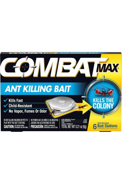 COMBAT محطات طُعم ماكس لقتل النمل، للاستخدام الداخلي والخارجي، 6 قطع