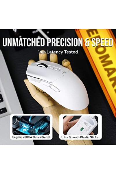 Epomaker Click Wireless Gaming Mouse (White) - PAW3950, 8KHz, 42,000 DPI, 58g, 500mAh