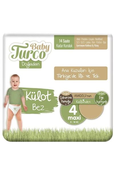 BABY TURCO DOĞADAN BABY TURCO KÜLOT BEZ ECO PACKAGE 4 NUMARA 48 ADET