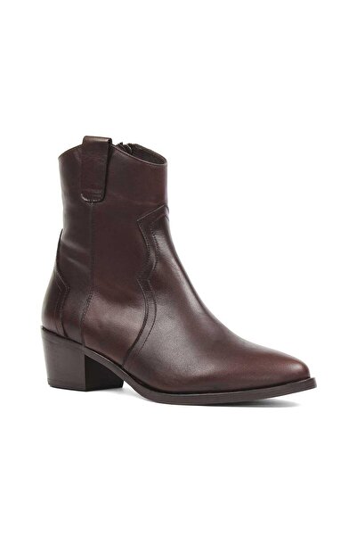 Celal Gültekin Kadın Kahverengi Fermuarlı Deri Bot