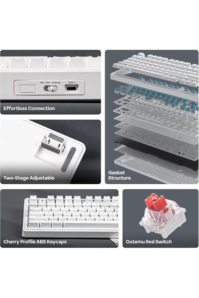 Epomaker Aula F75-Wired 75% Gaming Keyboard (White)