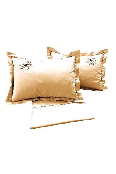 Casa Bucuriei Embroidered 4-piece bed linen set for 140x200x40 cm bed, Casa Bucuriei, cream, 100% cotton