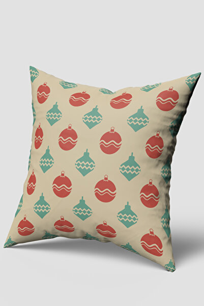EsnafAli Кремаво-бежов калъф за възглавница с коледни мотиви