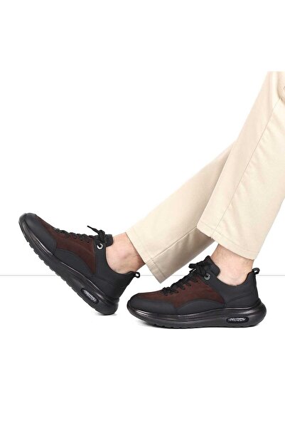 Celal Gültekin Erkek Kahverengi Bağcıklı Kalın Tabanlı Nubuk Deri Sneaker
