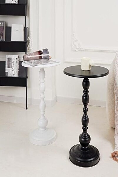 Twinkle Mart Couch Table (52 cm Height) - Modern Round Side Table, White,