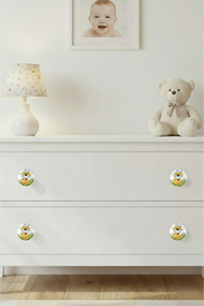 MegaVitrin 5 Pcs Porcelain Dog Patterned Children's Room Furniture Handle Ceramic Drawer Cabinet Knob