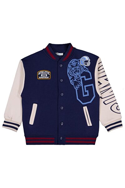 Civil Boys Tiger Printed - Labeled 6-9 Years Old Cardigan - Navy Blue 6-7 Yea...