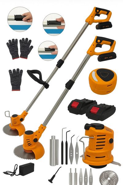 OPTIVEX 21v Çift Akülü Teleskopik Uzatma Kollu Çim Çalı Ot Biçme Şarjlı Tırpan