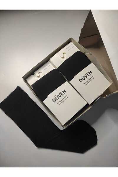 DÜVEN 12 чифта двойно тъкани 40 дениер средно дебели черни чорапи до коляното