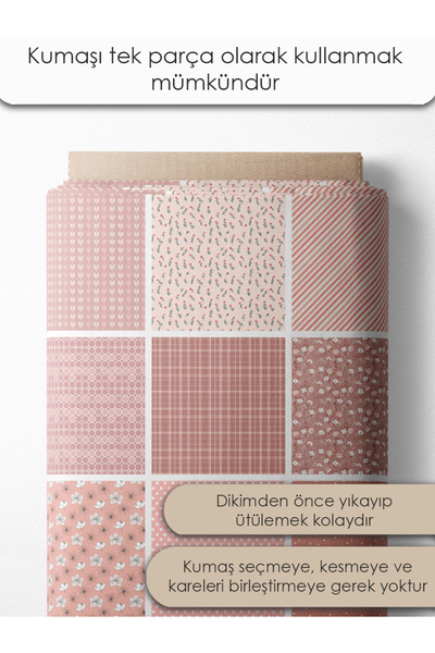 FabricMarket 100% Cotton Satin Fabric – 35 Pieces 20X20 Cm, One Piece Patchwork Fabric, Beige Colors