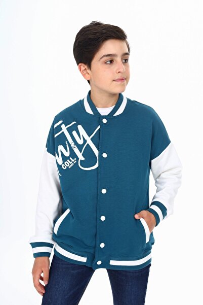 Toontoy Petrol Blue Boys' College Collar Snap Closure Pocket Low Shoulder Pri...