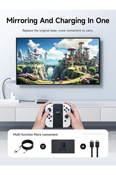 Hagibis USB-C to HDMI Adapter Dock 4K@60Hz 100W PD for Nintendo Switch/OLED, Laptop, White