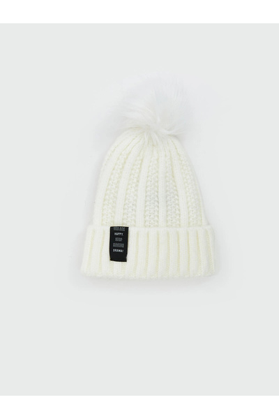 LC Waikiki Lcw Accessories Ecru Pompom Girls' Beret