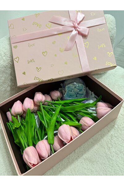 nesshomeeart Solmayan Çiçek ve Love Küre Hediye Kutusu