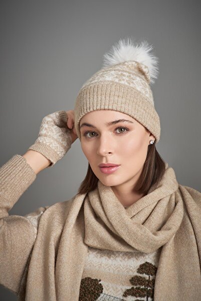 JOIN US Desenli Bej Triko Bere