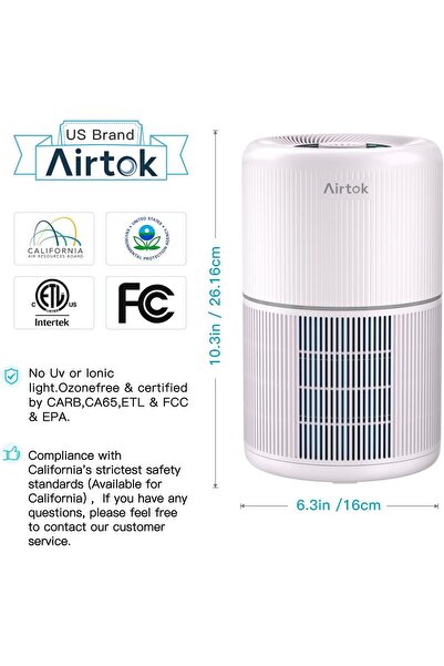 AIRTOK HEPA Air Purifier for Bedroom Home with Fragrance Sponges, 4-in-1 H13 True HEPA Filter (Purpl