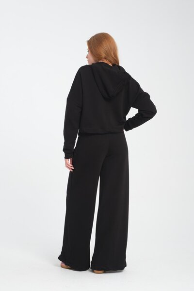 Store Wide leg ribbed women's trousers/sweatpants with drawstring