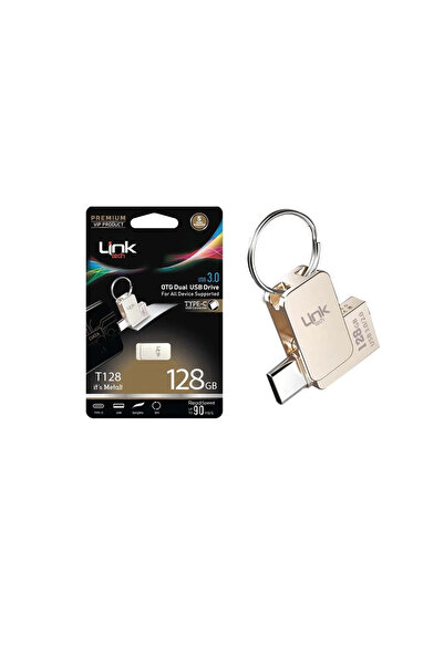 Linktech 128GB USB Bellek - T128 Metal OTG USB3.1 - 128 GB Flash Bellek - OTG Usb Bellek