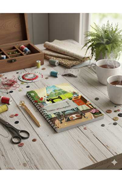 Fatofotofan Nostalgic Peace-Themed A5 Unlined Notebook – Hand-Illustrated Cover, 44 Pages Notepad