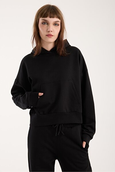 Store 100% Cotton Hooded Women's Sweatshirt with Front Pocket Detail