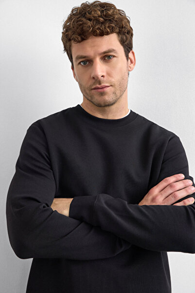 Back And Bond BlackRegularFit Crew Neck Sweatshirt