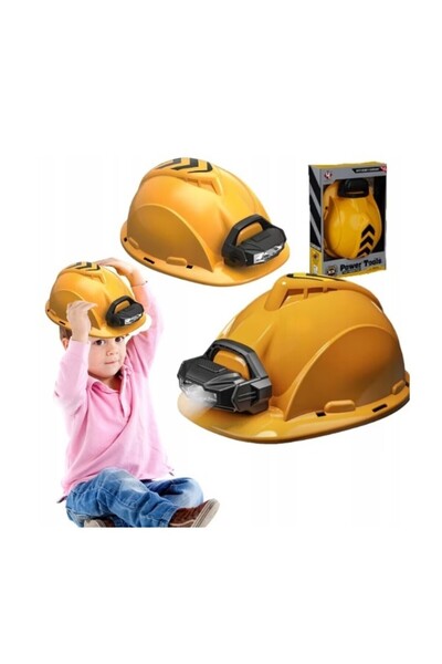 Flippy Kids' Toy Safety Helmet with Flashlight, Plastic, Orange, 29.5x19.5x6.5 cm