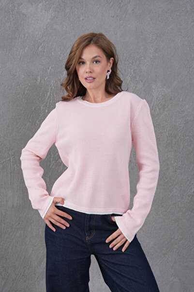 Park Karon Women's Crew Neck Garni Detail Knitwear Sweater