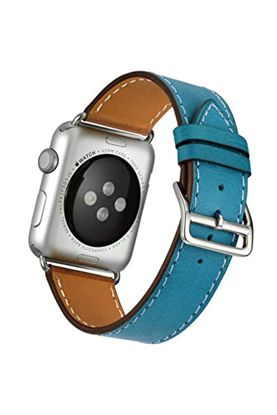 iUni Curea compatibilă cu Apple Watch Ultra/SE/8/7/6/5/4/3/2/1, 40 mm, Single Tour, piele, albastră