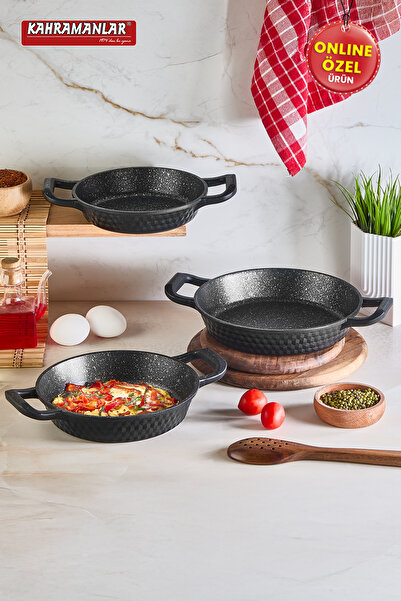 Kahramanlar Premium 3-Piece Cast Iron Skillet Set