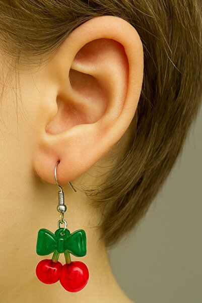 TAKIŞTIR Mixed Color Cherry Figured Children's Earrings (Pair)