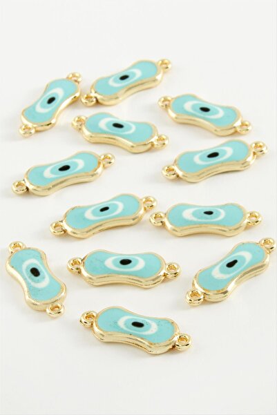 ZERO LAND Lvsqvr Oval Nazar Double Handle Enamel Bracelet and Pendant Apparatus (110649) 1 Piece-Turquoise