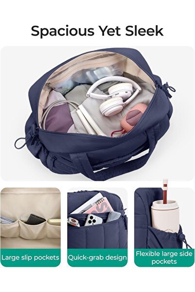 BAGSMART Gym Bag for Women - Duffle/Weekender with Wet Pocket, Water Resistant (Navy Blue)