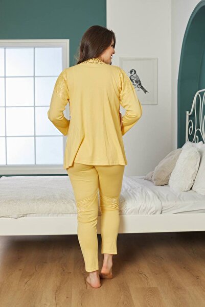 Lama Lingerie kadın pijama takmı üçlü uzun kollu