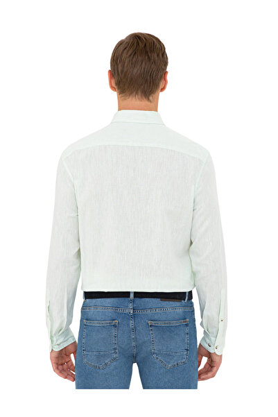 Pierre Cardin Light Green Regular Fit Long Sleeve Shirt