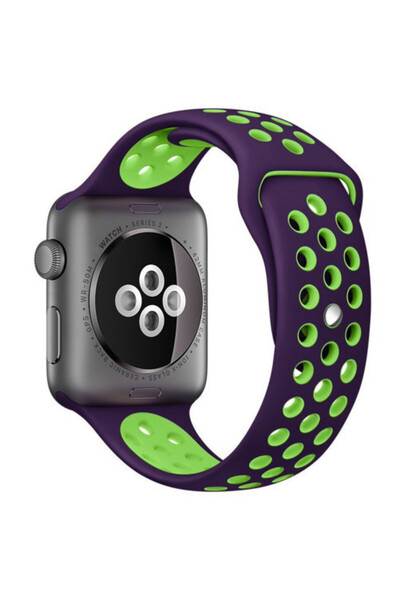 iUni Curea compatibilă cu Apple Watch Ultra/SE/8/7/6/5/4/3/2/1, 40 mm, silicon sport, violet/verde