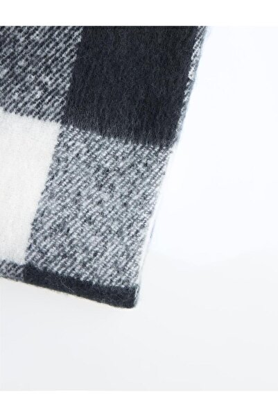 Jimmy Key Black Square Patterned Tasseled Scarf