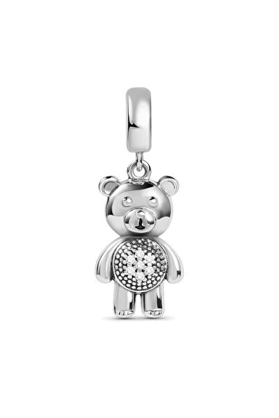 delis 925 silver charm/talisman, JW1641, teddy bear pattern, rhodium plated