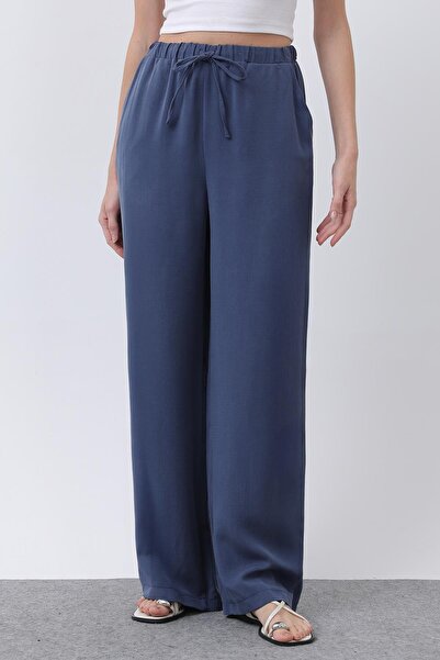 Soul Women's Elastic Waist Side Piped Pants - 32231Pnt - Navy